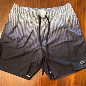 Calvin Klein Black and Gray Striped Shorts